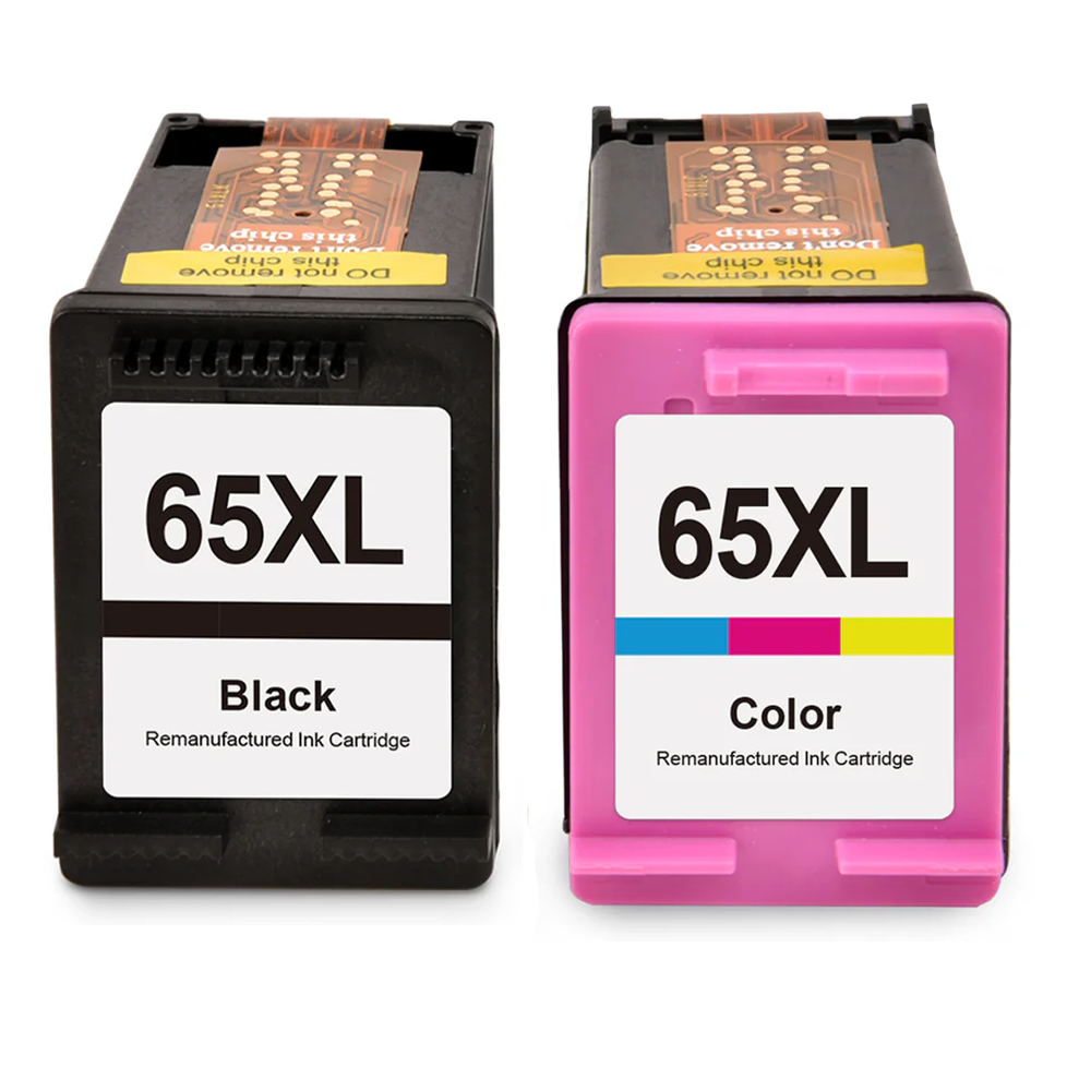 Renewable HP 65XL 2/Pack High Yield Black/Tricolor Ink Cartridges
