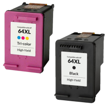 Renewable HP 64XL 2/Pack High Yield Black/Tricolor Ink Cartridges